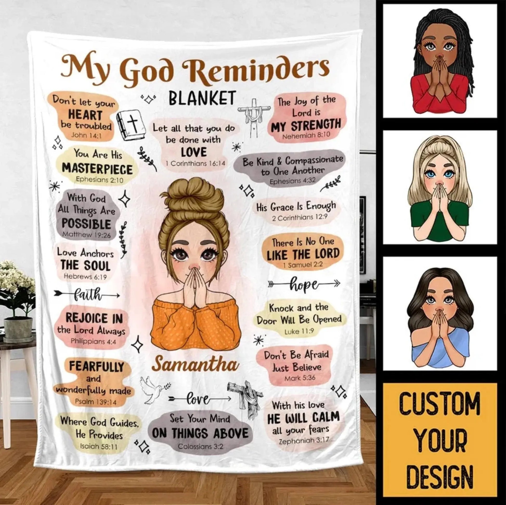 My God Reminders Affirmations – Personalized Christian Blanket Throw – Meaningful Birthday & Faith Encouragement Gift for Her or Loved Ones  Ezcustomize