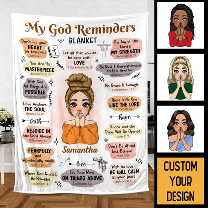 My God Reminders Affirmations – Personalized Christian Blanket Throw – Meaningful Birthday & Faith Encouragement Gift for Her or Loved Ones  Ezcustomize