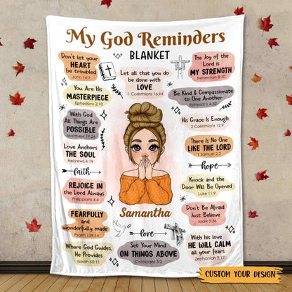 My God Reminders Affirmations – Personalized Christian Blanket Throw – Meaningful Birthday & Faith Encouragement Gift for Her or Loved Ones  Ezcustomize
