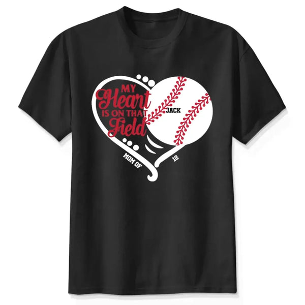 My Heart Is On That Field - Personalized T-Shirt, Gift For Sport Grandma, Sport Mom