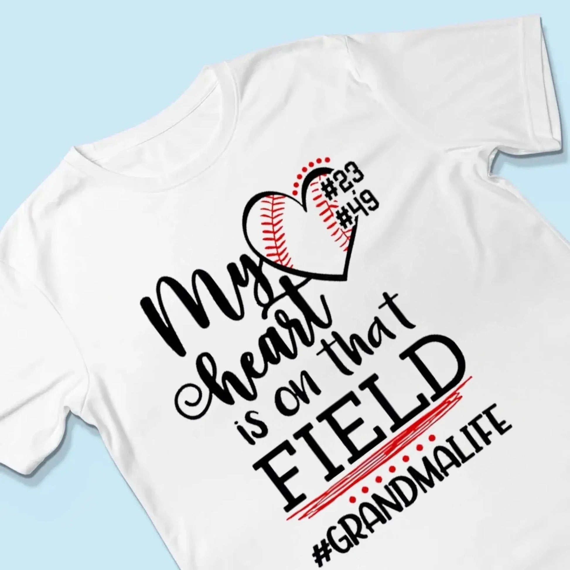 My Heart Is on That Field Shirt – Personalized Baseball Ballpark Design – Custom Mother’s Day Gift for Grandma, Nana, or Gigi  Ezcustomize