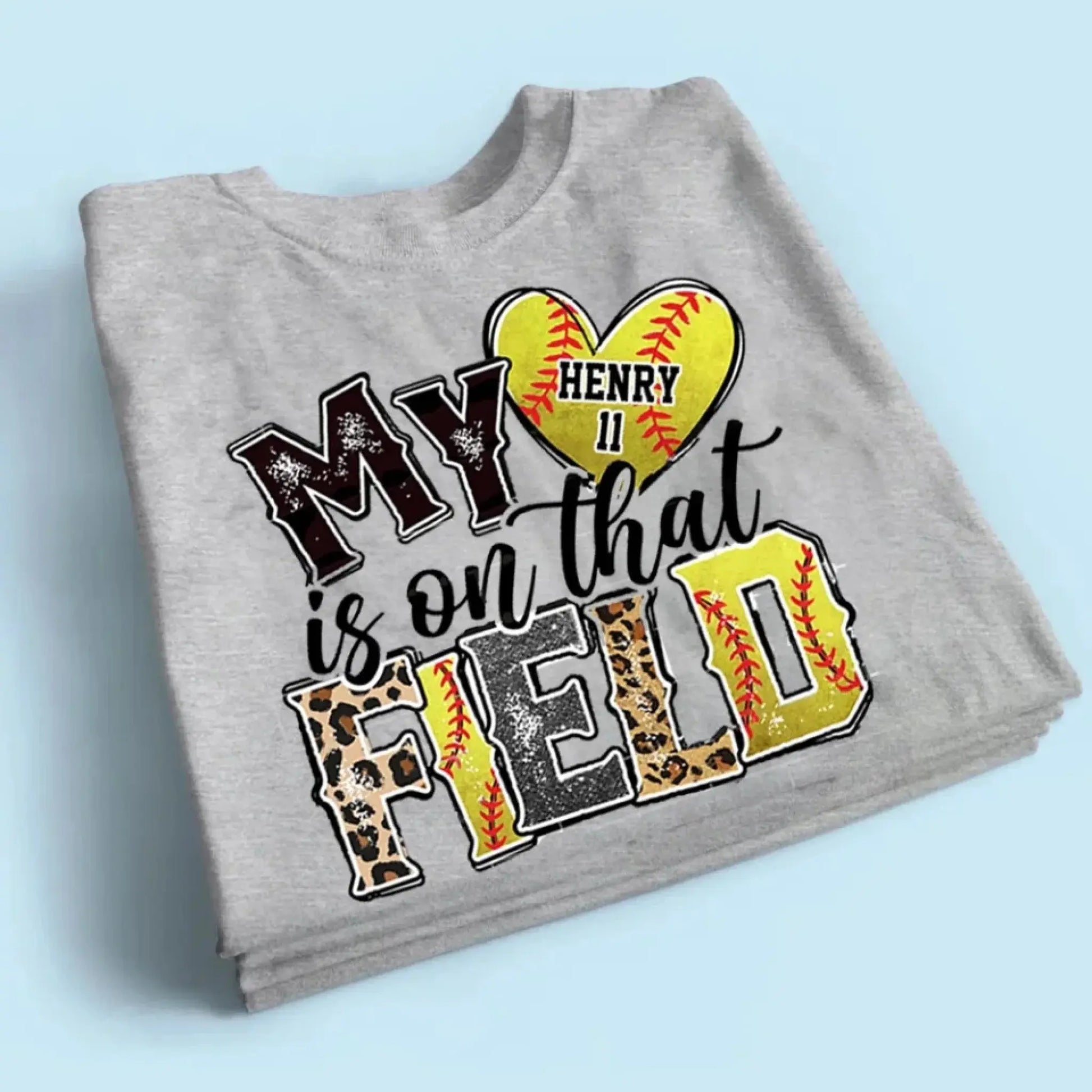 My Heart Is on That Field – Personalized T-Shirt – Custom Gift for Sport Mom or Grandma with Kids’ Names or Jersey Numbers  Ezcustomize