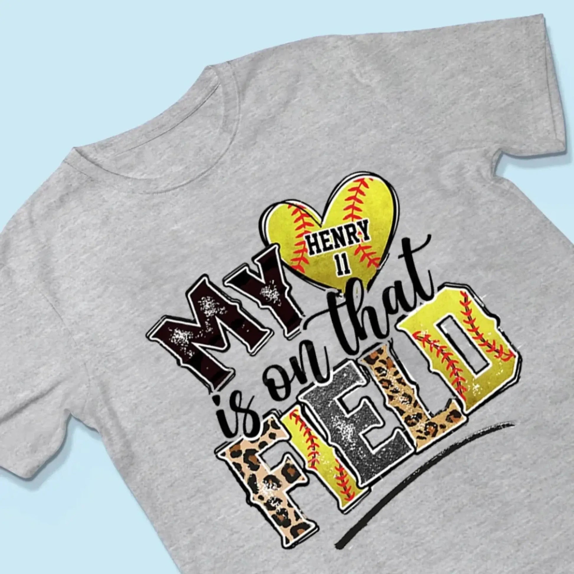 My Heart Is on That Field – Personalized T-Shirt – Custom Gift for Sport Mom or Grandma with Kids’ Names or Jersey Numbers  Ezcustomize