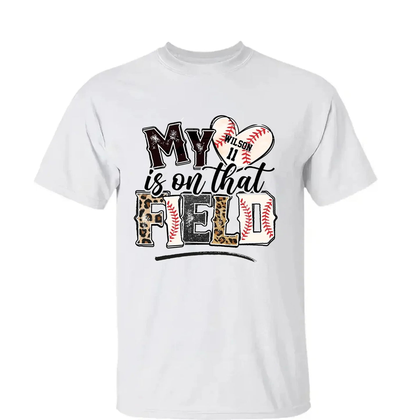 My Heart Is on That Field – Personalized T-Shirt – Custom Gift for Sport Mom or Grandma with Kids’ Names or Jersey Numbers  Ezcustomize