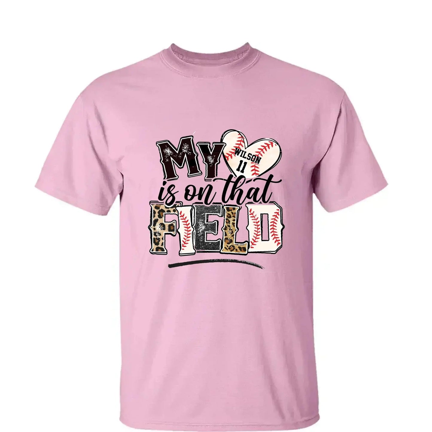 My Heart Is on That Field – Personalized T-Shirt – Custom Gift for Sport Mom or Grandma with Kids’ Names or Jersey Numbers  Ezcustomize