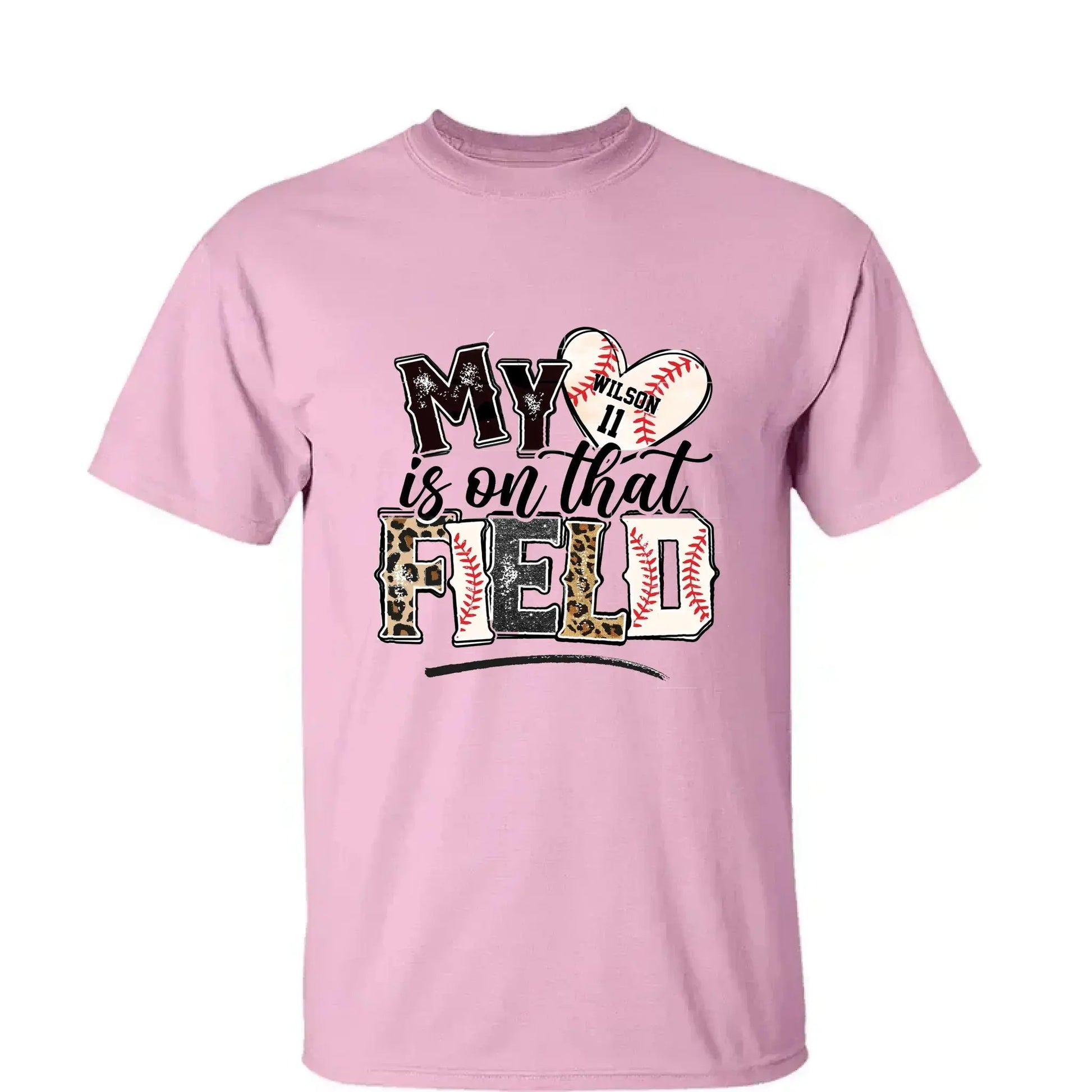 My Heart Is on That Field – Personalized T-Shirt – Custom Gift for Sport Mom or Grandma with Kids’ Names or Jersey Numbers  Ezcustomize