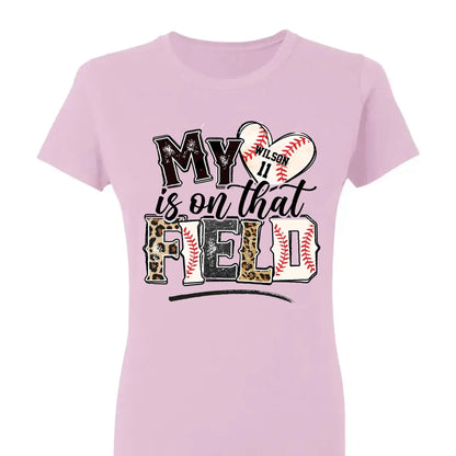 My Heart Is on That Field – Personalized T-Shirt – Custom Gift for Sport Mom or Grandma with Kids’ Names or Jersey Numbers  Ezcustomize