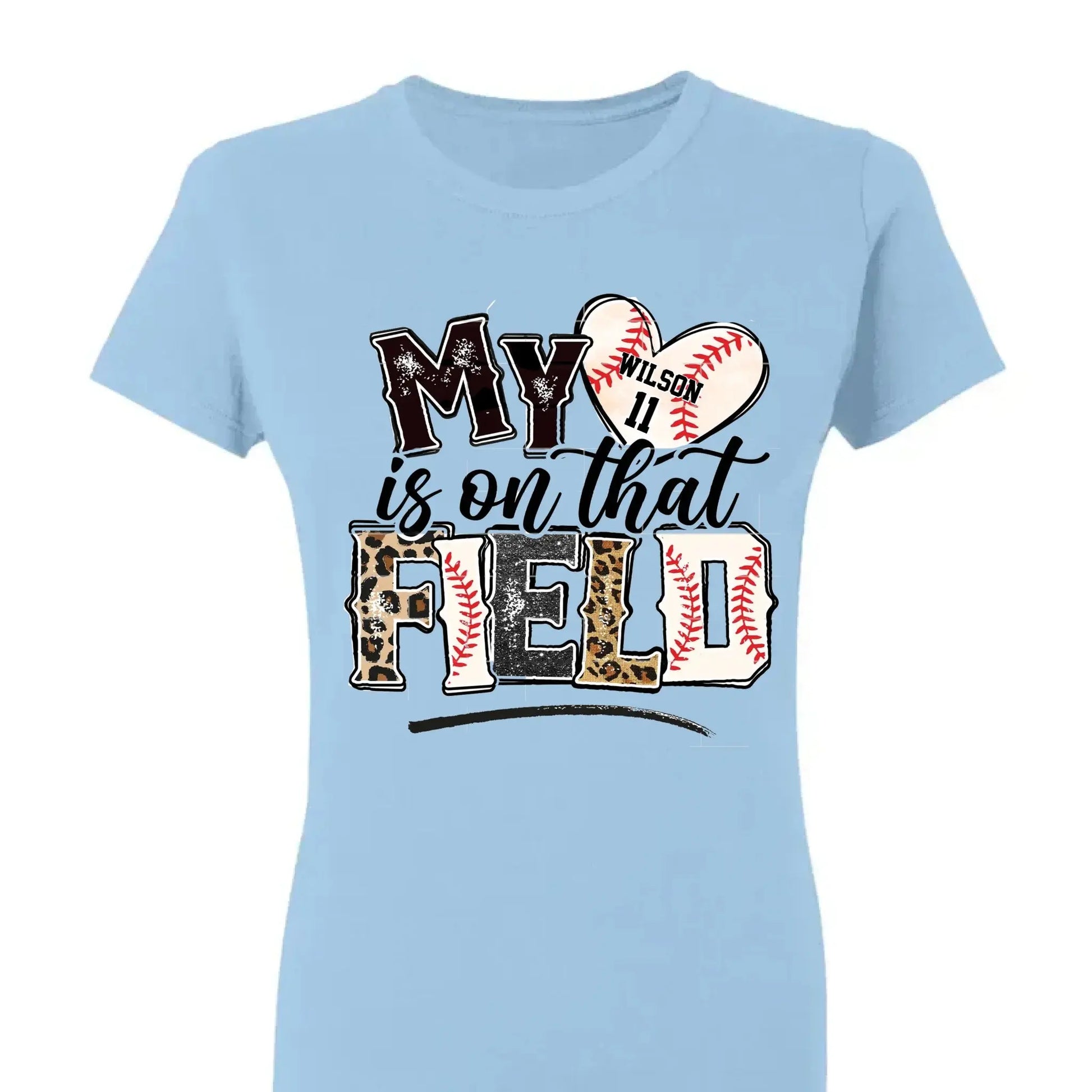 My Heart Is on That Field – Personalized T-Shirt – Custom Gift for Sport Mom or Grandma with Kids’ Names or Jersey Numbers  Ezcustomize