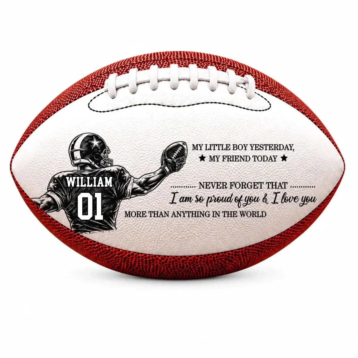 My Little Boy – Personalized Leather Football with Custom Name – Meaningful Birthday & Christmas Gift for Son or Grandson from Mom, Dad or Grandparents