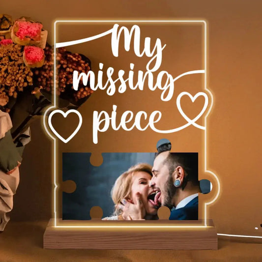 My Missing Piece Custom Photo LED Night Light – Personalized Puzzle Acrylic Lamp with Picture, Gift for Couple, Boyfriend, Girlfriend, Husband or Wife  Ezcustomize