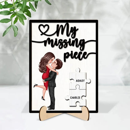 My Missing Piece Hugging Couple – Personalized 2-Layer Wooden Plaque – Romantic Anniversary Gift for Couples, Dad & Mom  Ezcustomize