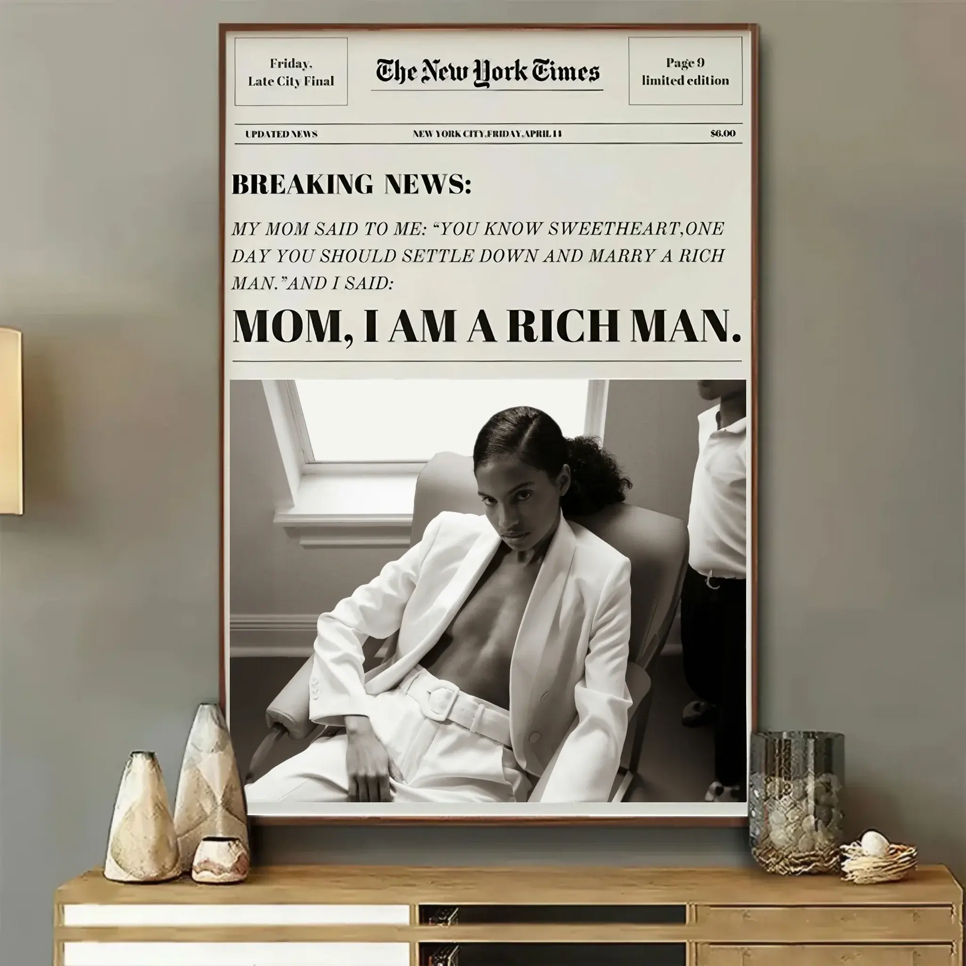 My Mom Said To Me – Custom Newspaper Wall Art, Retro Style Poster with Photo & Quote, Inspirational Gift for Women, Boss Babes & Entrepreneurs  Ezcustomize