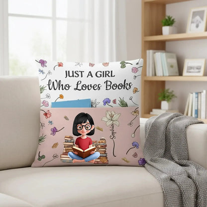 My Reading Pillow Girl with Birth Month Flower – Personalized Pocket Pillow – Thoughtful Birthday & Christmas Gift for Book Lovers and Readers  Ezcustomize