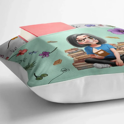 My Reading Pillow Girl with Birth Month Flower – Personalized Pocket Pillow – Thoughtful Birthday & Christmas Gift for Book Lovers and Readers  Ezcustomize