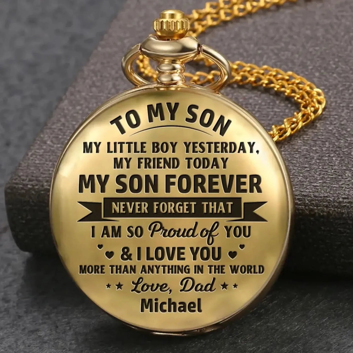 My Son Forever – Personalized Custom Pocket Watch Keepsake – Meaningful Birthday, Graduation & Wedding Gift for Son  Ezcustomize