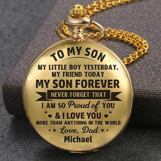 My Son Forever – Personalized Custom Pocket Watch Keepsake – Meaningful Birthday, Graduation & Wedding Gift for Son  Ezcustomize