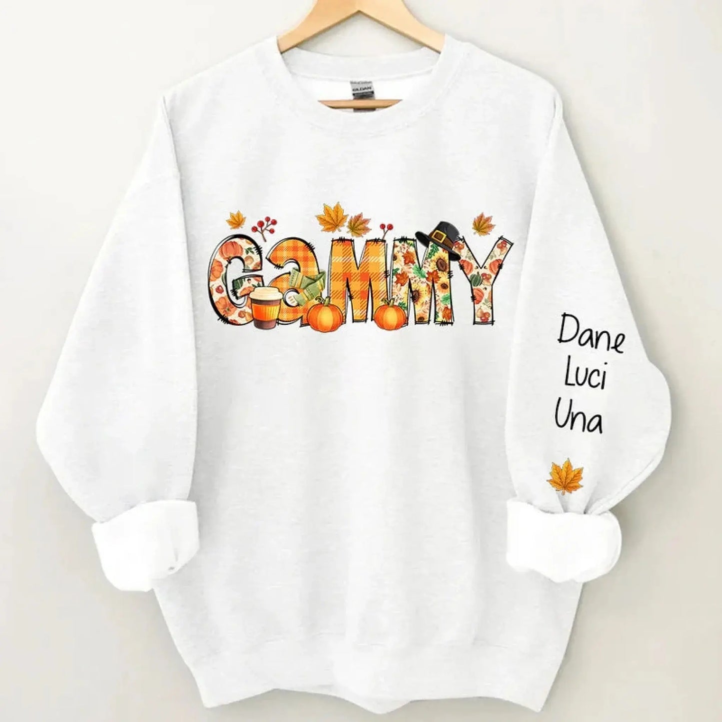Nana Grandma Bundle – Fall Season Thanksgiving Alphabet Doodle Sweatshirt – Personalized Cozy Gift from Grandkids to Grandma  Ezcustomize