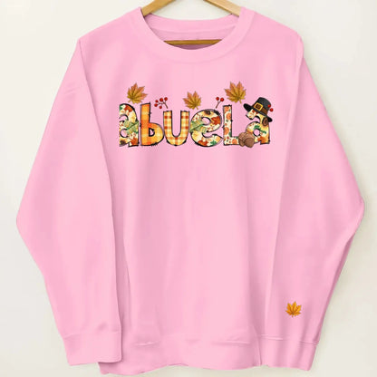 Nana Grandma Bundle – Fall Season Thanksgiving Alphabet Doodle Sweatshirt – Personalized Cozy Gift from Grandkids to Grandma  Ezcustomize