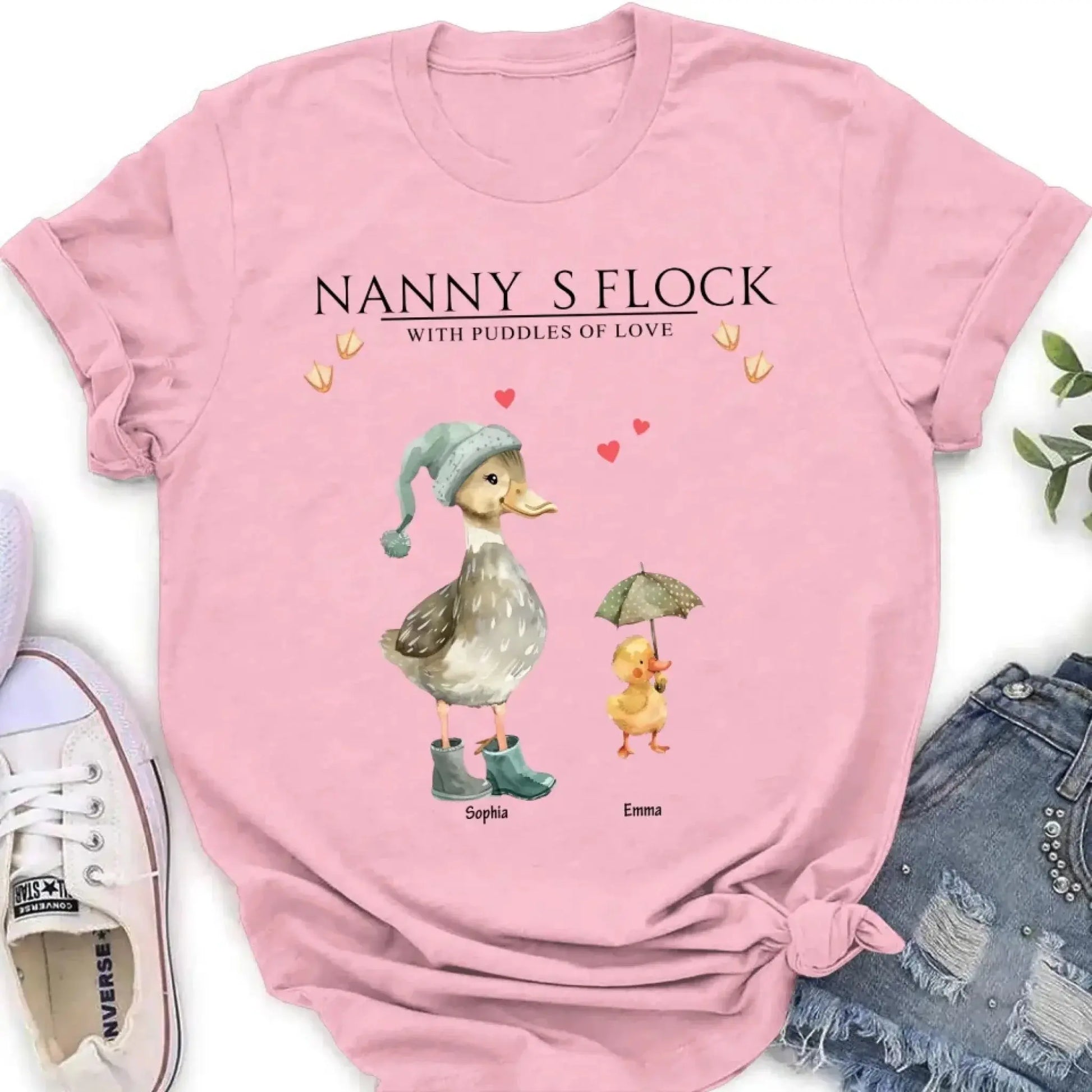 Nanny’s Flock Shirt – Personalized T-Shirt with Kids’ Names – Funny Mother’s Day Gift for Grandma or Mom  Ezcustomize