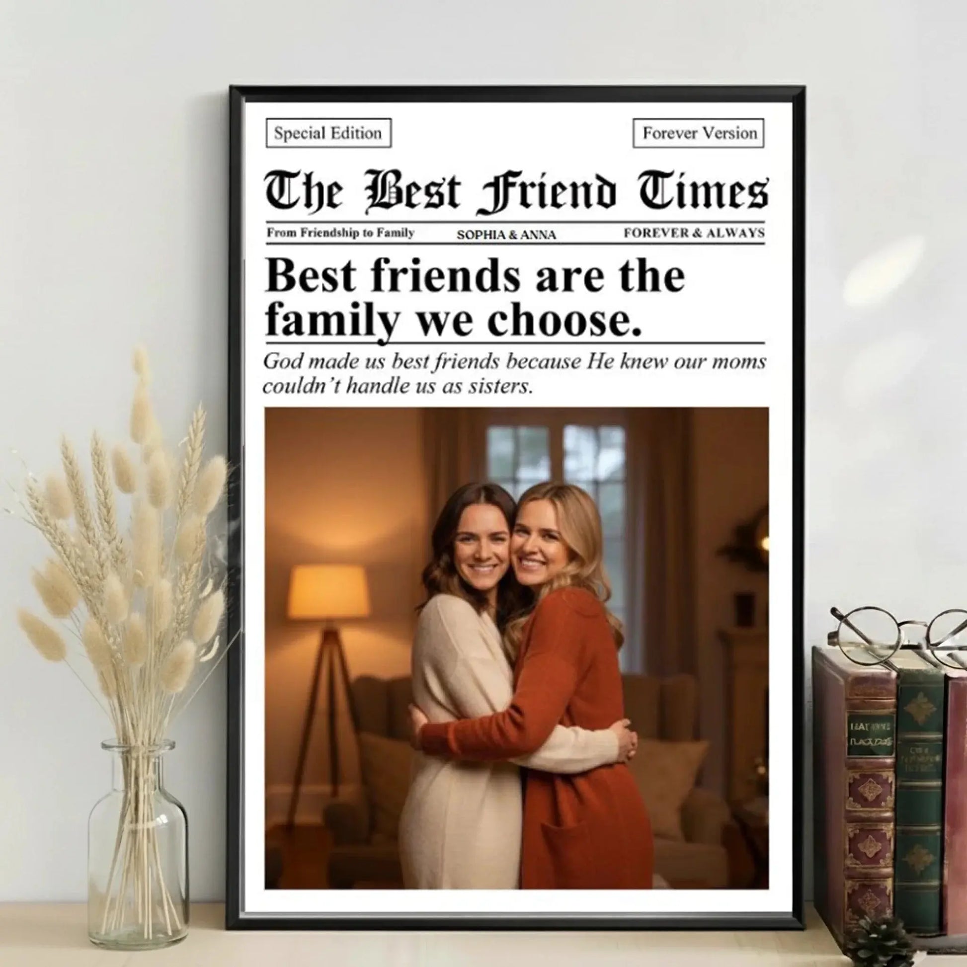 Newspaper The BFF Times Bestie Photo Upload – Personalized Photo Poster or Canvas Wall Art – Fun Birthday & Friendship Gift for Best Friends  Ezcustomize