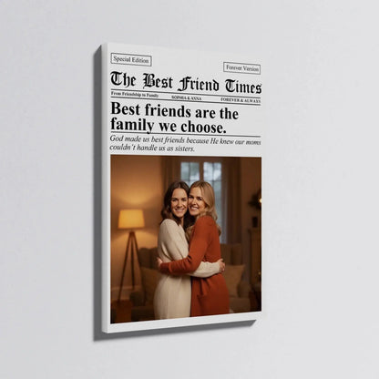Newspaper The BFF Times Bestie Photo Upload – Personalized Photo Poster or Canvas Wall Art – Fun Birthday & Friendship Gift for Best Friends  Ezcustomize