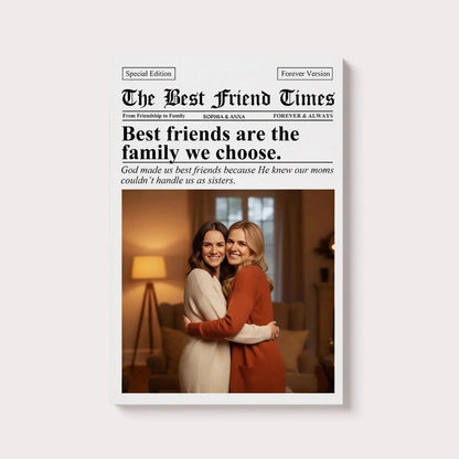 Newspaper The BFF Times Bestie Photo Upload – Personalized Photo Poster or Canvas Wall Art – Fun Birthday & Friendship Gift for Best Friends  Ezcustomize