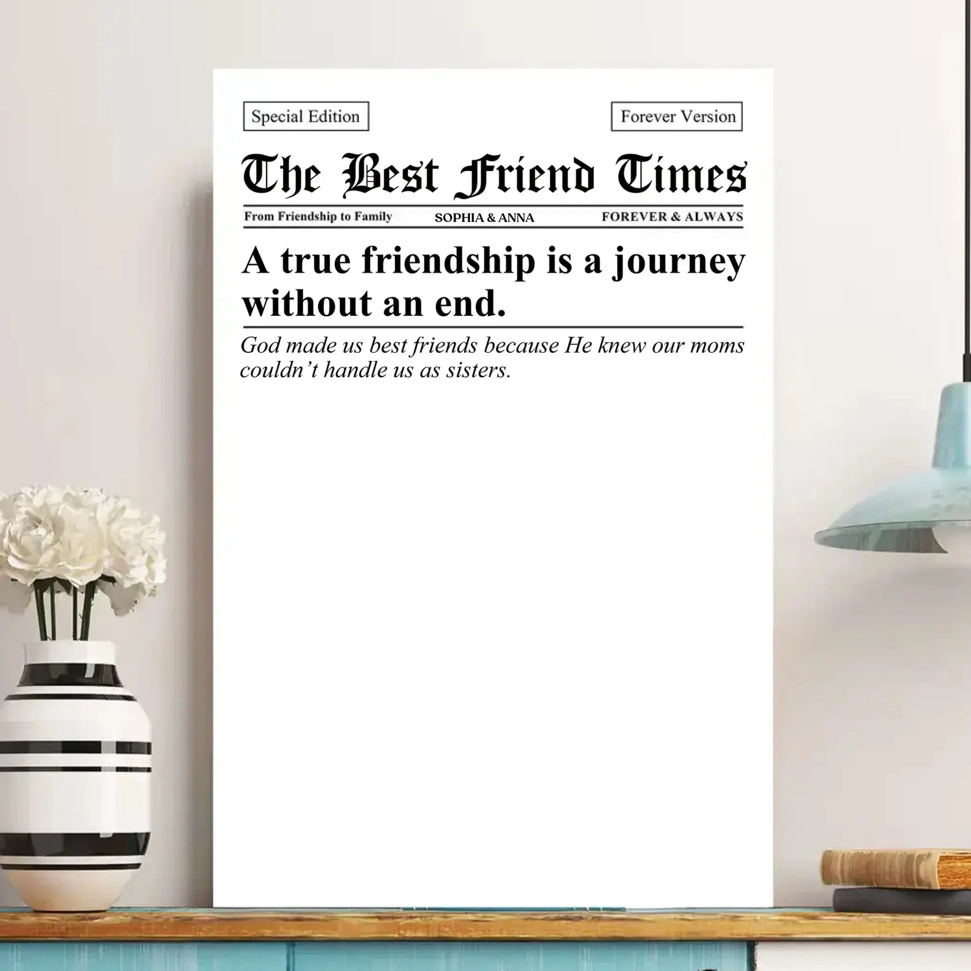Newspaper The BFF Times Bestie Photo Upload – Personalized Photo Poster or Canvas Wall Art – Fun Birthday & Friendship Gift for Best Friends  Ezcustomize