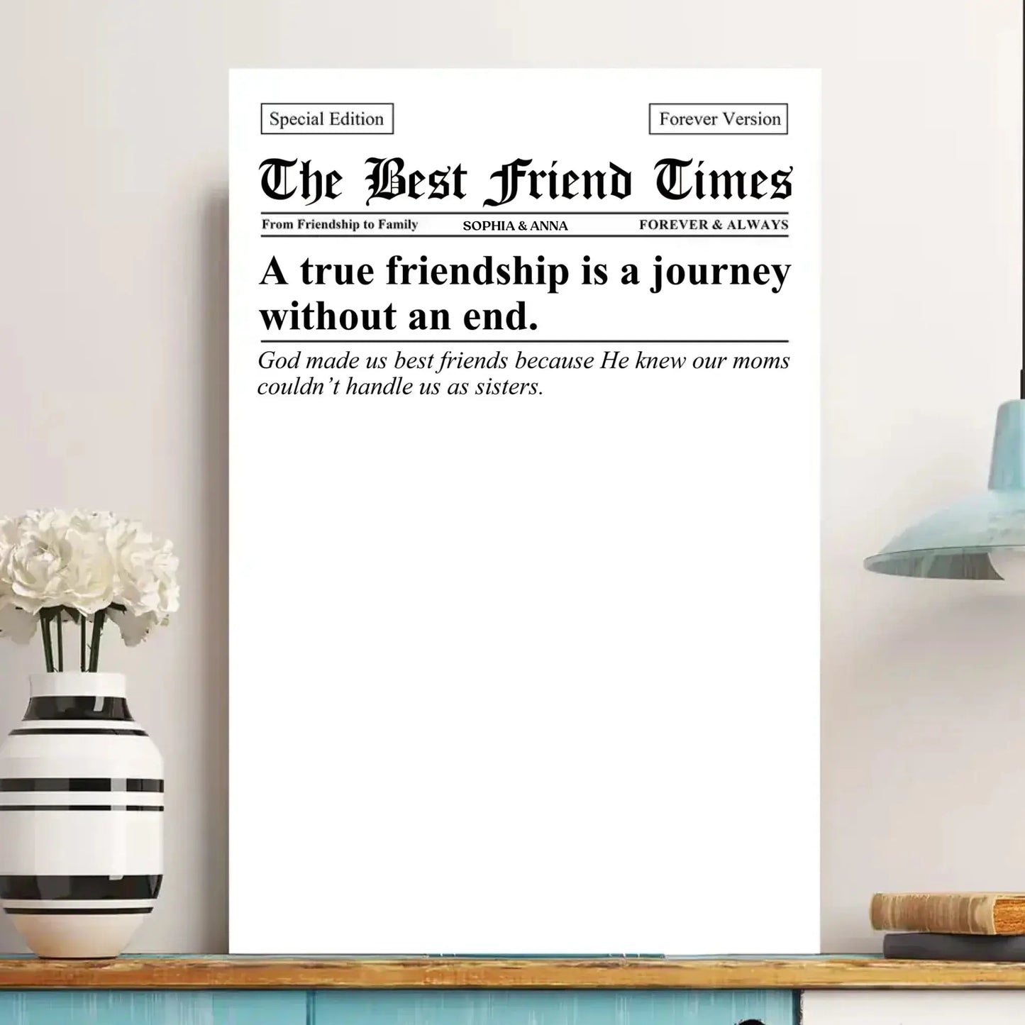 Newspaper The BFF Times Bestie Photo Upload – Personalized Photo Poster or Canvas Wall Art – Fun Birthday & Friendship Gift for Best Friends  Ezcustomize