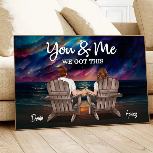 Night Beach Landscape Couple Back View – Personalized Poster – Romantic Custom Gift for Anniversary, Valentine’s Day or Just Because  Ezcustomize