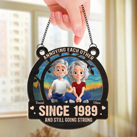 Old Love, New Jokes – Custom Window Hanging Suncatcher Ornament – Personalized Anniversary & Wedding Gift for Husband and Wife, Him and Her  Ezcustomize