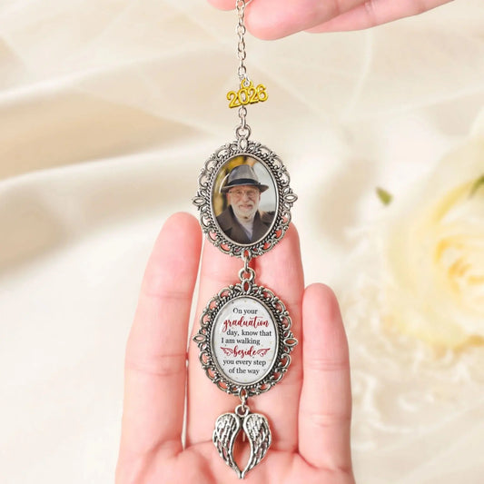 On Your Graduation Day Walking Beside You Every Step - Personalized Memorial Tassel Photo Charm - Gift for Graduate, Daughter, Son  Ezcustomize