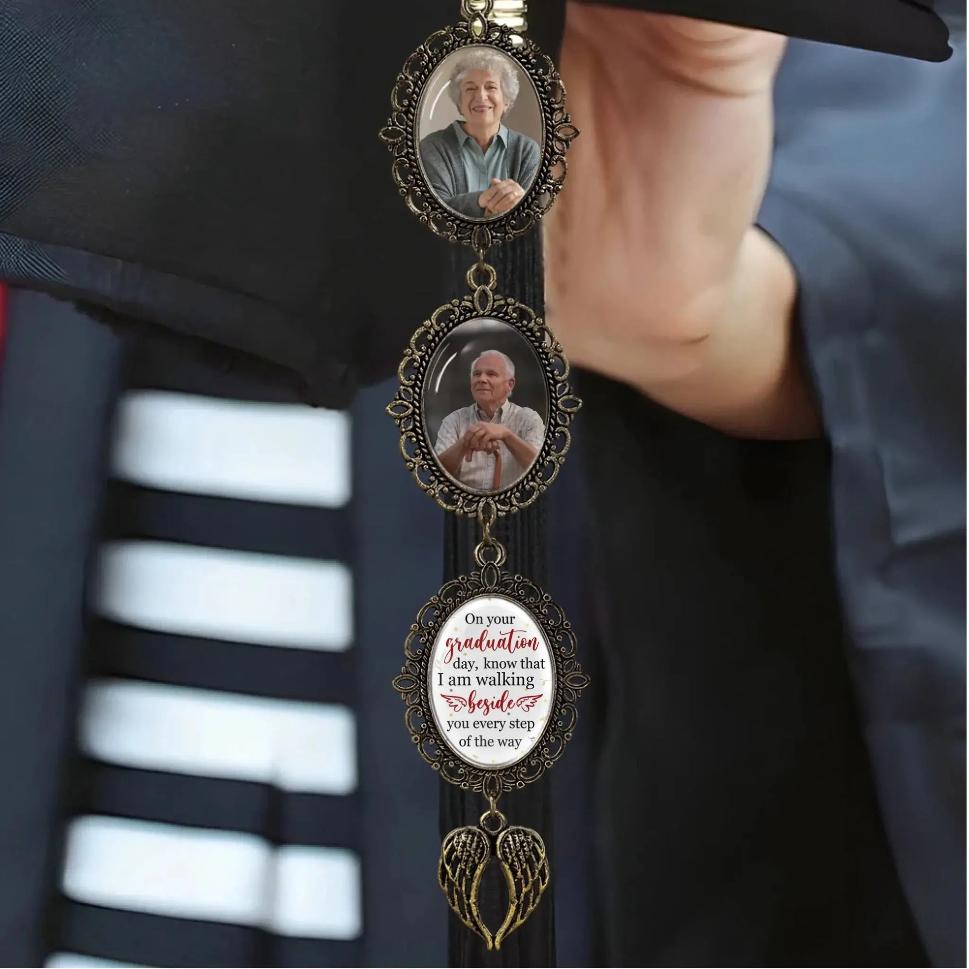 On Your Graduation Day Walking Beside You Every Step - Personalized Memorial Tassel Photo Charm - Gift for Graduate, Daughter, Son  Ezcustomize