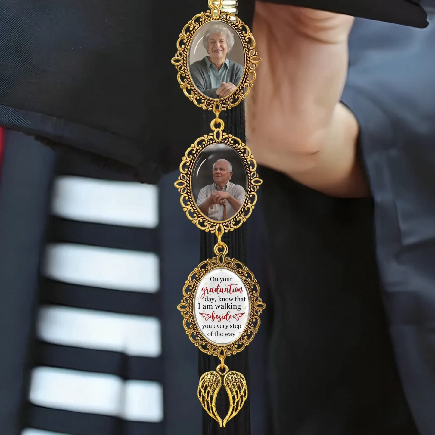 On Your Graduation Day Walking Beside You Every Step - Personalized Memorial Tassel Photo Charm - Gift for Graduate, Daughter, Son  Ezcustomize