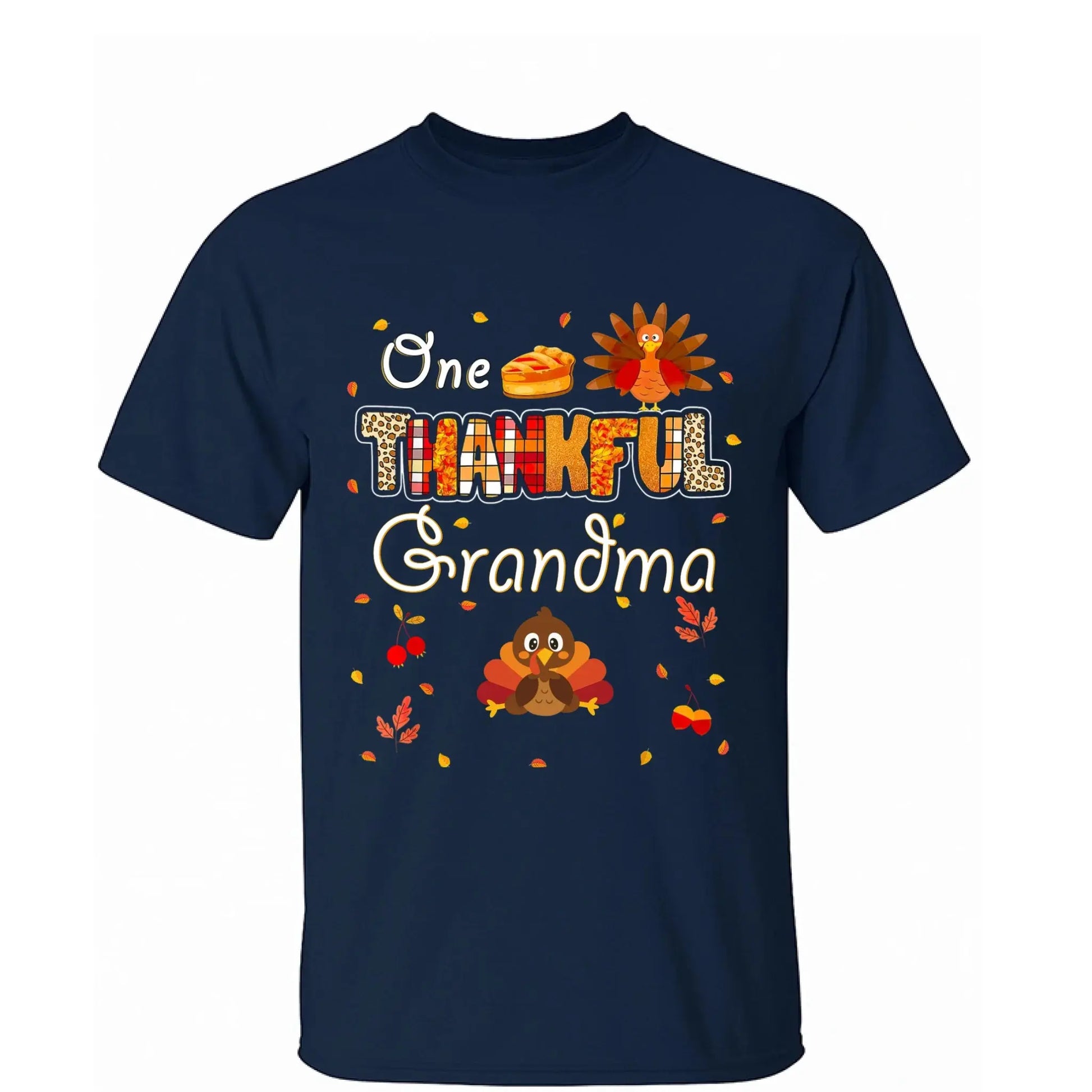 One Thankful Grandma with Up to 10 Little Turkeys – Personalized Custom T-Shirt – Funny Thanksgiving Gift for Grandma or Grandparent  Ezcustomize