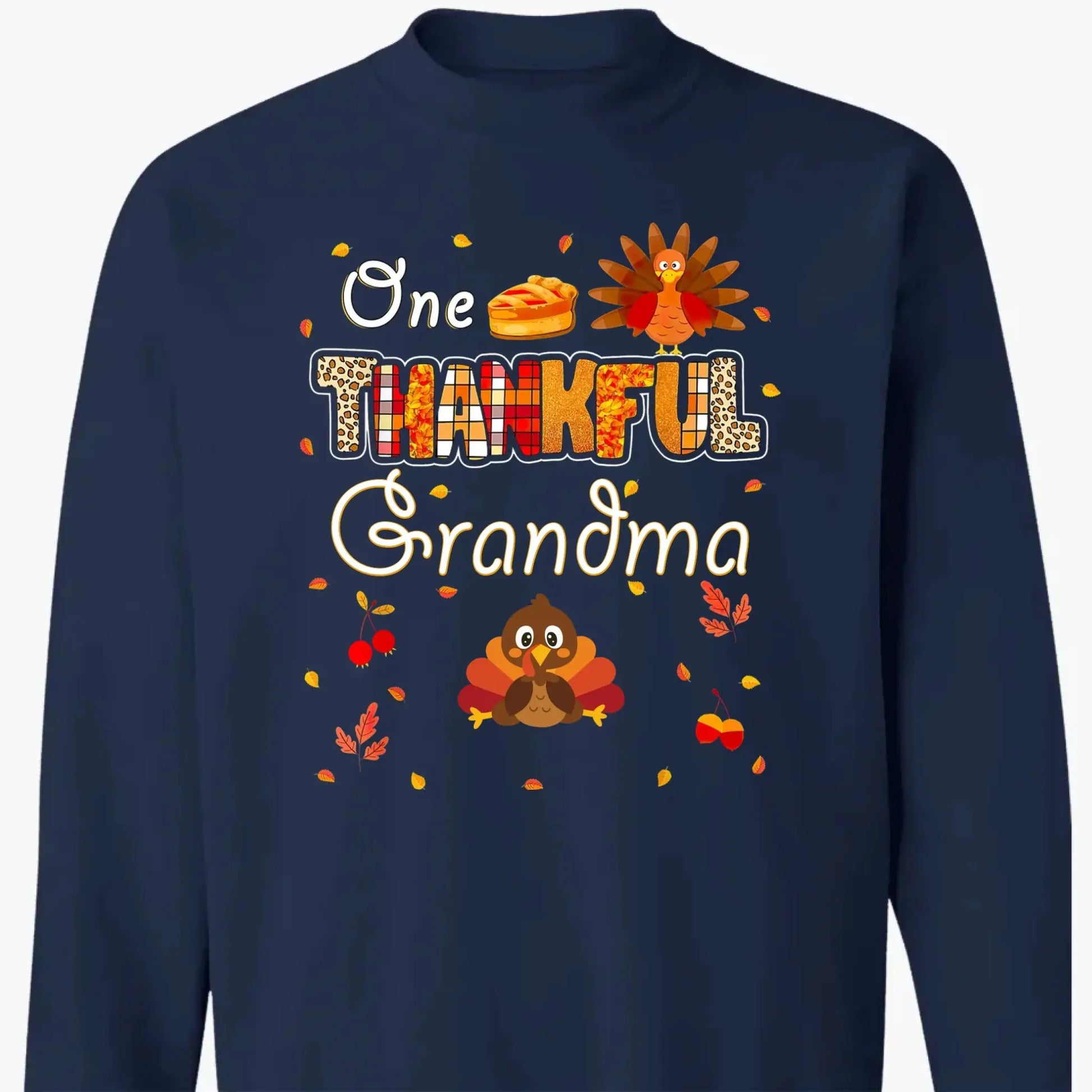 One Thankful Grandma with Up to 10 Little Turkeys – Personalized Custom T-Shirt – Funny Thanksgiving Gift for Grandma or Grandparent  Ezcustomize