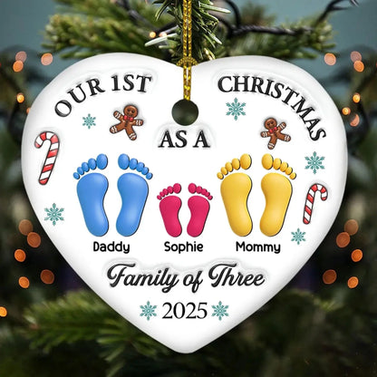 Our First Christmas – Personalized 3D Heart Ceramic Ornament – Custom Holiday Keepsake – Perfect Family Christmas Gift  Ezcustomize