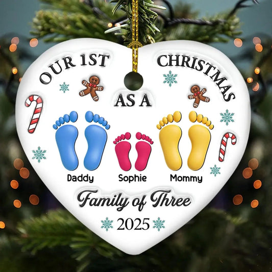 Our First Christmas – Personalized 3D Heart Ceramic Ornament – Custom Holiday Keepsake – Perfect Family Christmas Gift  Ezcustomize