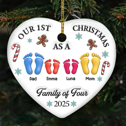 Our First Christmas – Personalized 3D Heart Ceramic Ornament – Custom Holiday Keepsake – Perfect Family Christmas Gift  Ezcustomize