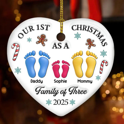Our First Christmas – Personalized 3D Heart Ceramic Ornament – Custom Holiday Keepsake – Perfect Family Christmas Gift  Ezcustomize