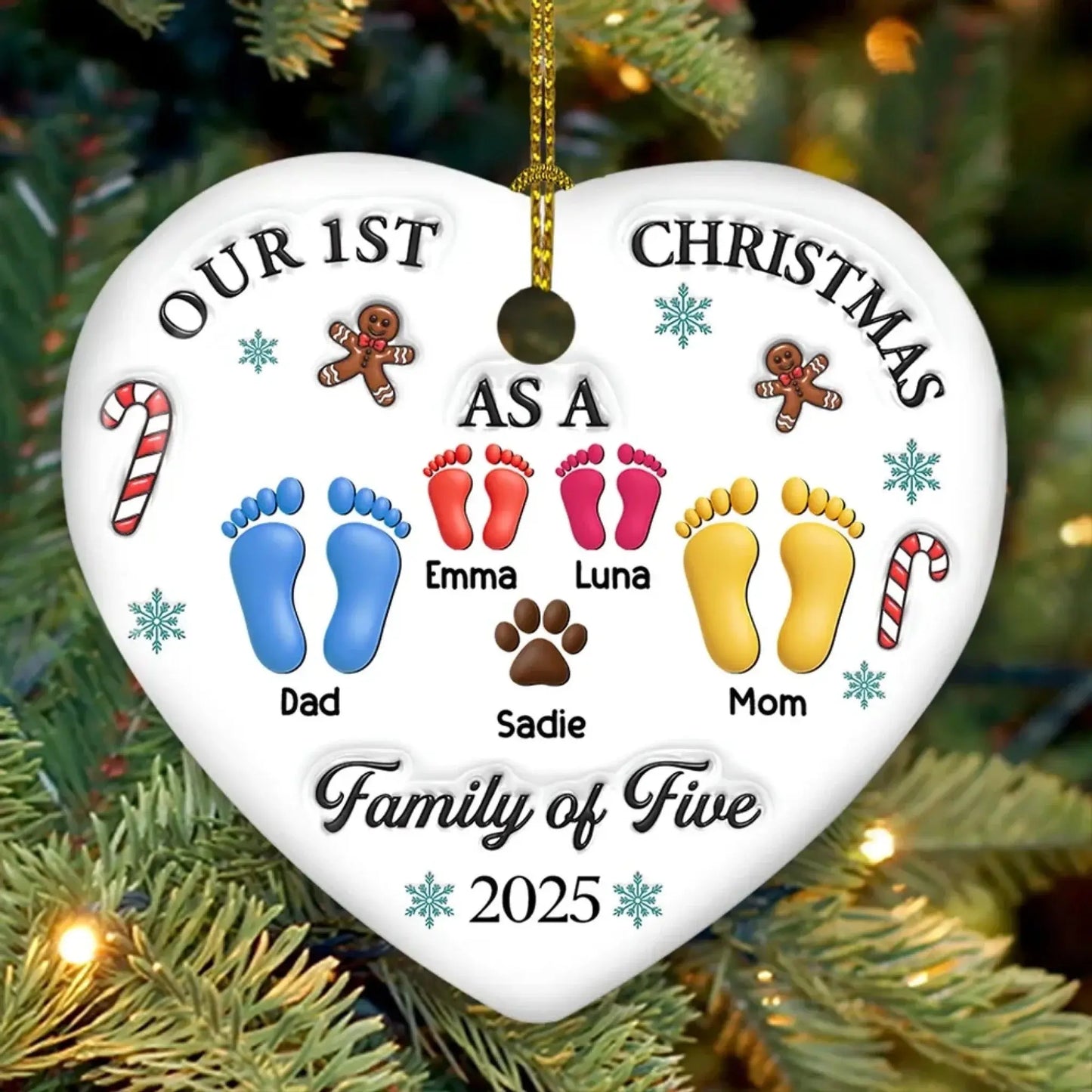 Our First Christmas – Personalized 3D Heart Ceramic Ornament – Custom Holiday Keepsake – Perfect Family Christmas Gift  Ezcustomize
