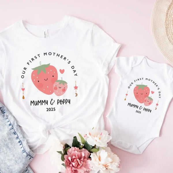 Our First Mother’s Day 2026 – Personalized Baby Onesie – Custom Mother’s Day Gift for New Mom and Baby