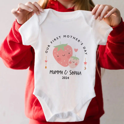 Our First Mother’s Day 2025 – Personalized Baby Onesie – Custom Mother’s Day Gift for New Mom and Baby  Ezcustomize