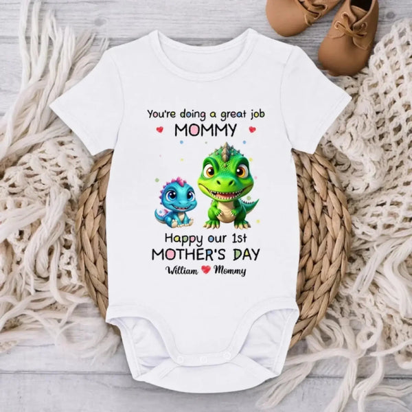 Our First Mother’s Day Together – Personalized Baby Onesie or T-Shirt – Custom Gift for New Mom on Mother’s Day or Baby Shower