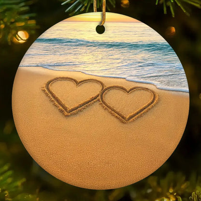 Our Happily Ever After Set in Sand – Personalized Ceramic Ornament – Custom Anniversary, Wedding & Christmas Gift for Husband & Wife  Ezcustomize