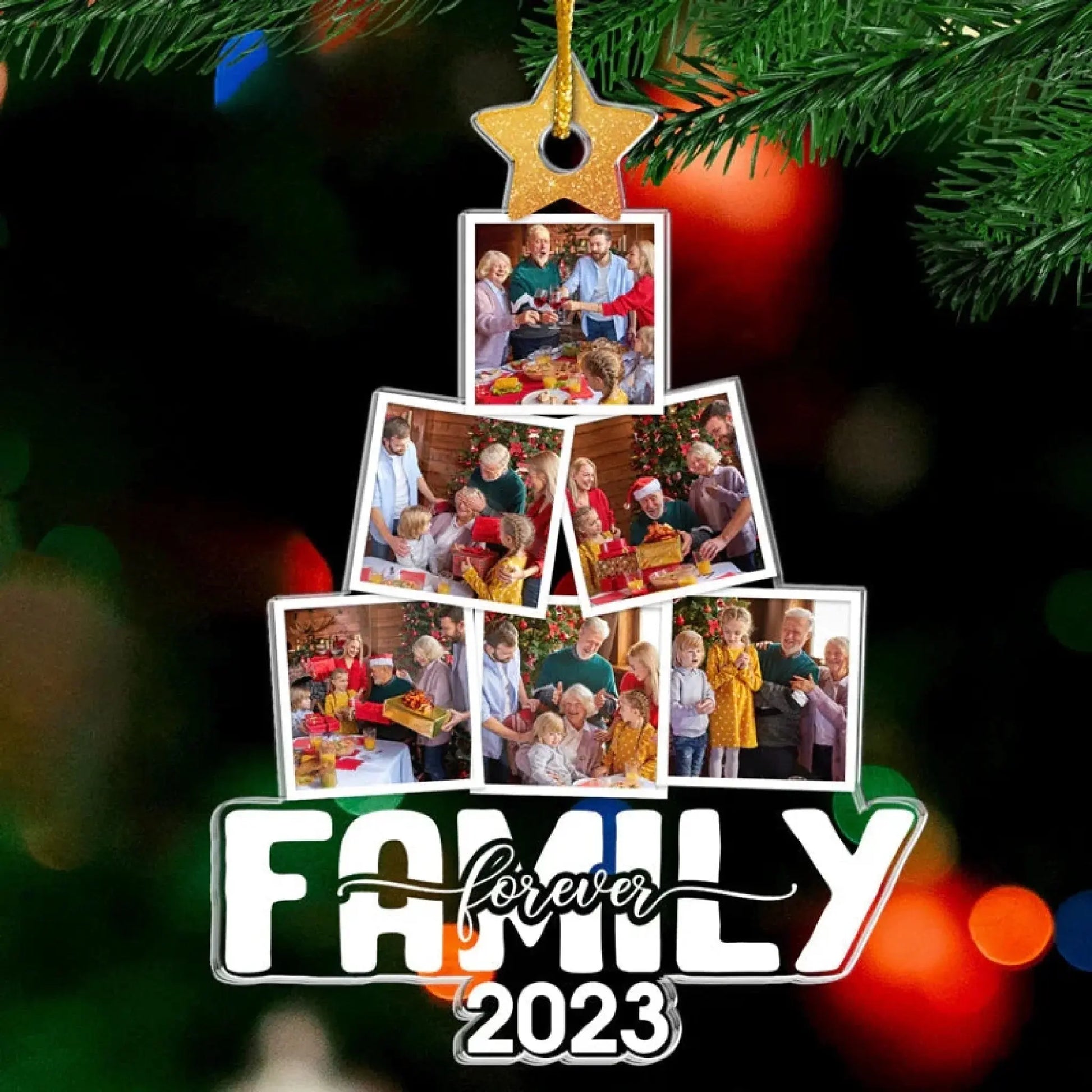 Our Happy Tree Custom Photo - Personalized Acrylic Ornament - Meaningful Holiday Gift for Family and Loved Ones  Ezcustomize