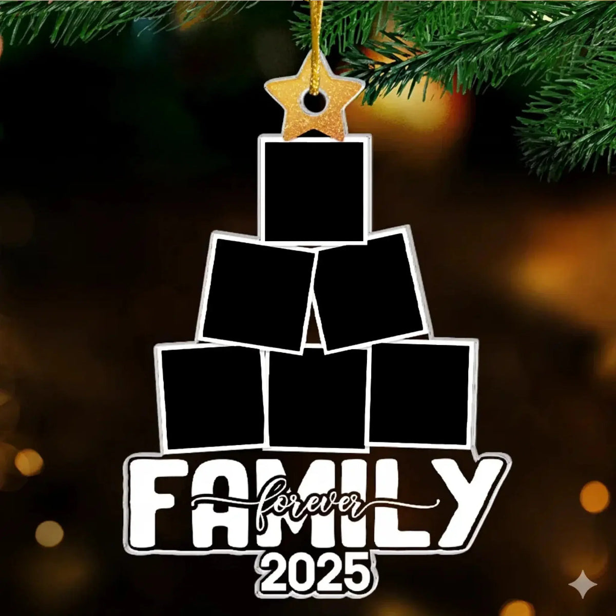 Our Happy Tree Custom Photo - Personalized Acrylic Ornament - Meaningful Holiday Gift for Family and Loved Ones