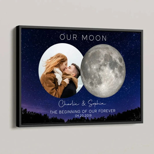 Our Moon Couple Custom Photo Moon Phase Art Anniversary Gift For Him, Gift For Her Wedding Gift Personalized Poster  Ezcustomize