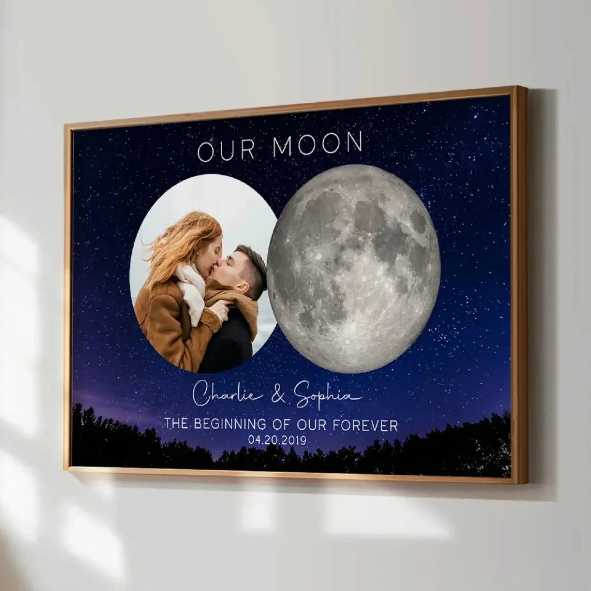 Our Moon Couple Custom Photo Moon Phase Art Anniversary Gift For Him, Gift For Her Wedding Gift Personalized Poster  Ezcustomize