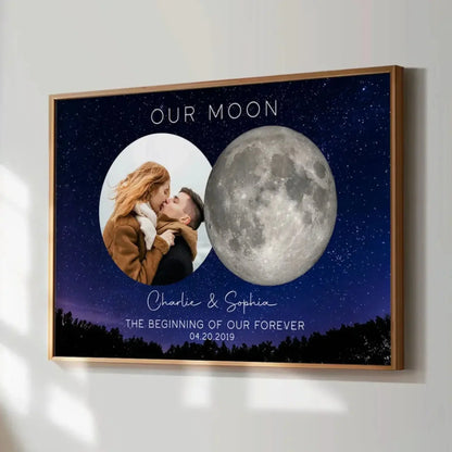 Our Moon Couple Custom Photo Moon Phase Art Anniversary Gift For Him, Gift For Her Wedding Gift Personalized Poster  Ezcustomize