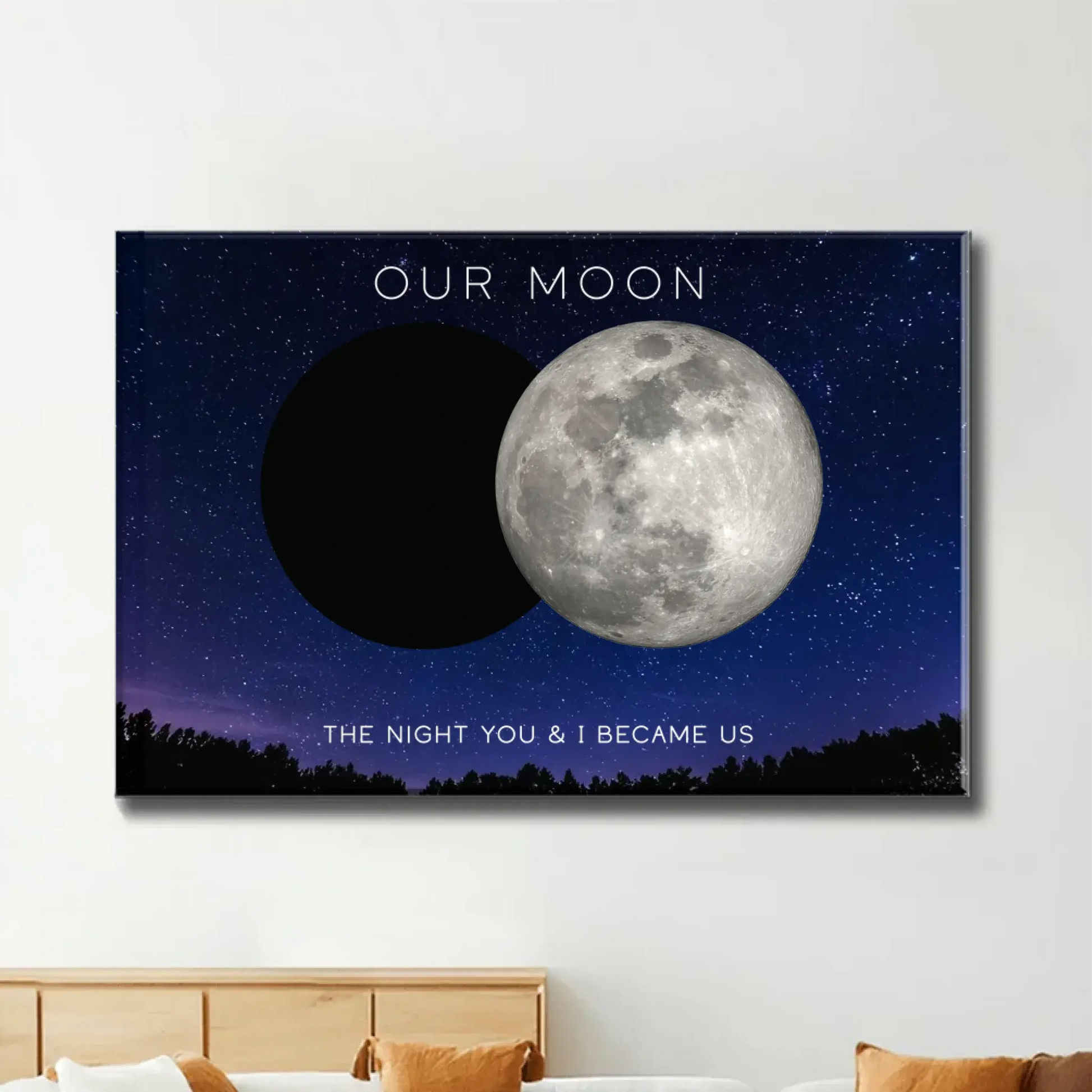 Our Moon Couple Custom Photo Moon Phase Art Anniversary Gift For Him, Gift For Her Wedding Gift Personalized Poster  Ezcustomize